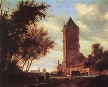 Turm an der Straße Landschaft Salomon van Ruysdael Ölgemälde